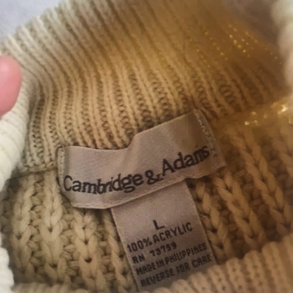 Mock neck sweater vintage 90S chunky ribbed knit cream large - Picture 6 of 7